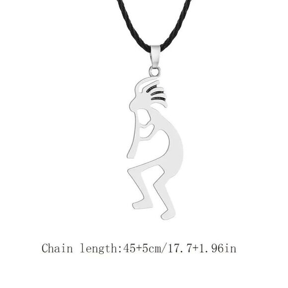 Kokopelli Fertility Deity Stainless Steel Pendant Necklace - Picture 6 of 6